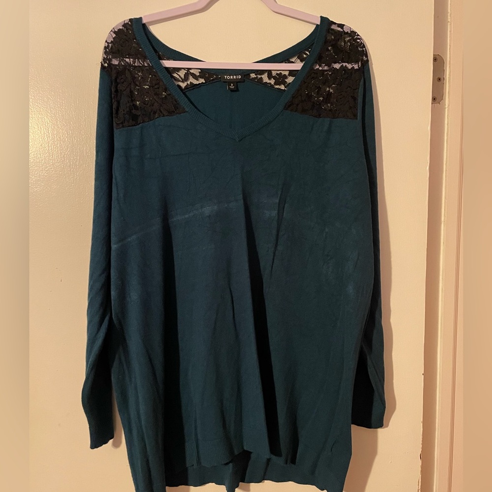 Teal and Black Top from Torrid Size 3